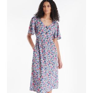 Barbour | Willowherb Pink/blue Floral Midi Shirtdress w/ Pockets | Size 4